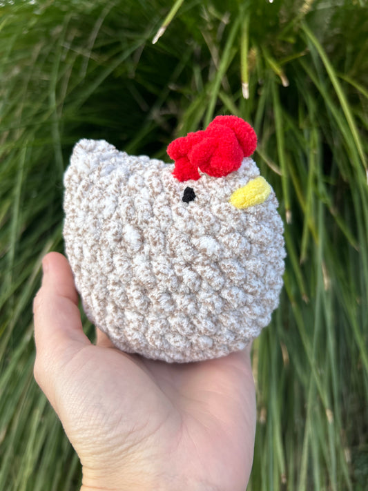 Brown and white speckled chicken